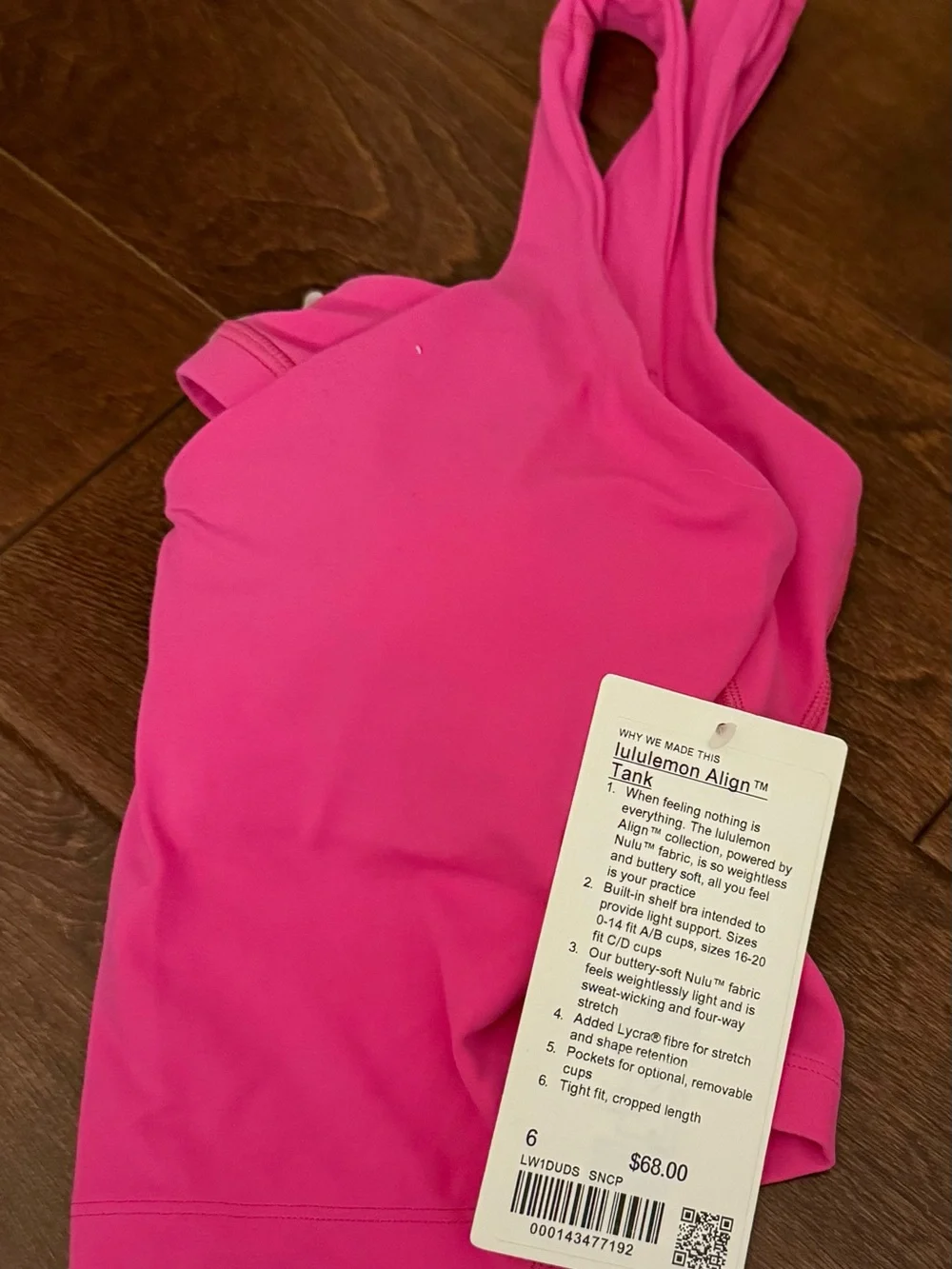 NWT Lululemon Align Tank Top Sonic Pink size 6